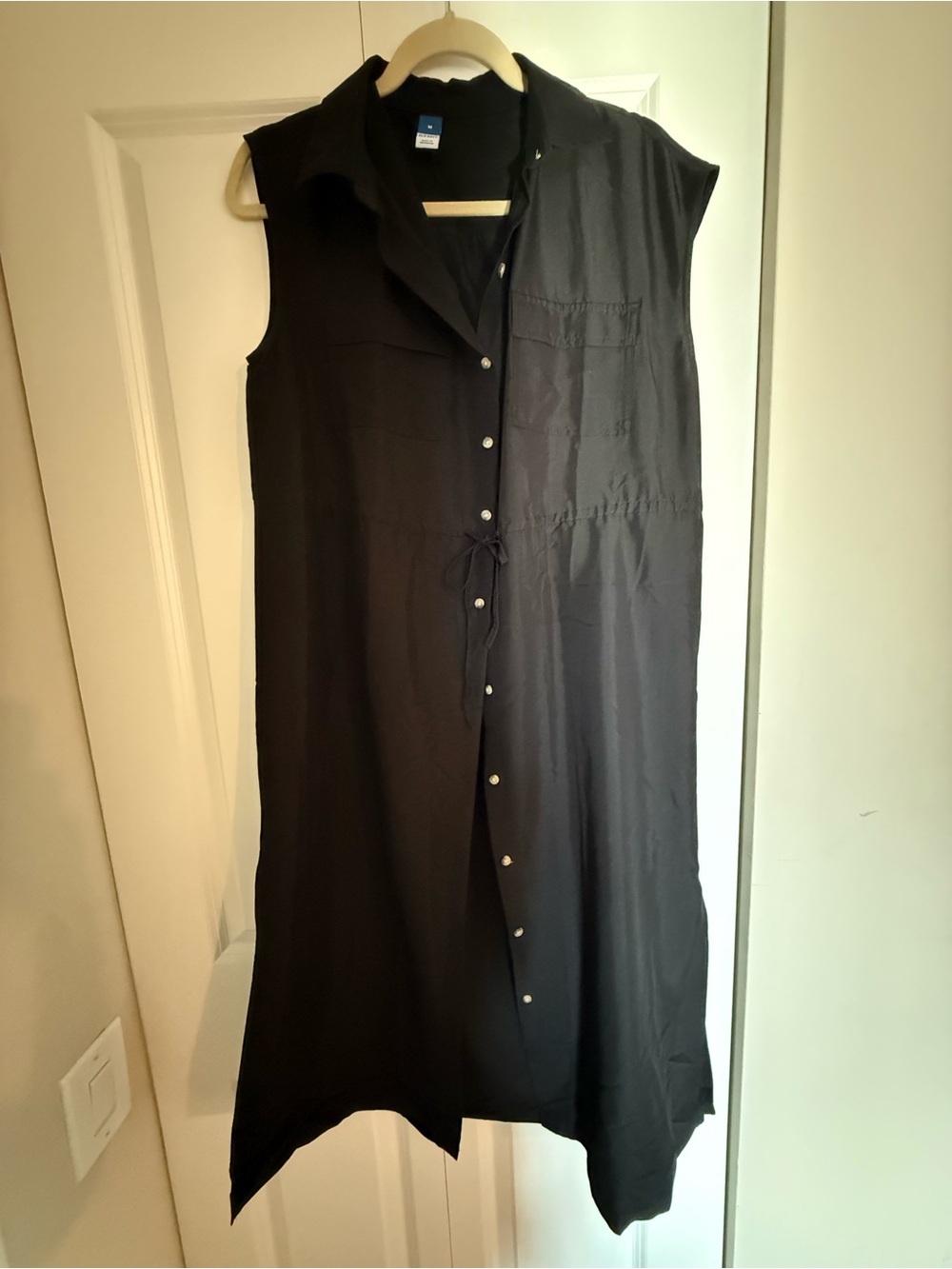 Old Navy Black Sleeveless Midi Shirt Dress